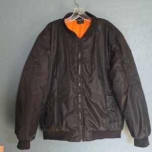 Original Deluxe Black Bomber Jacket with Orange Lining
